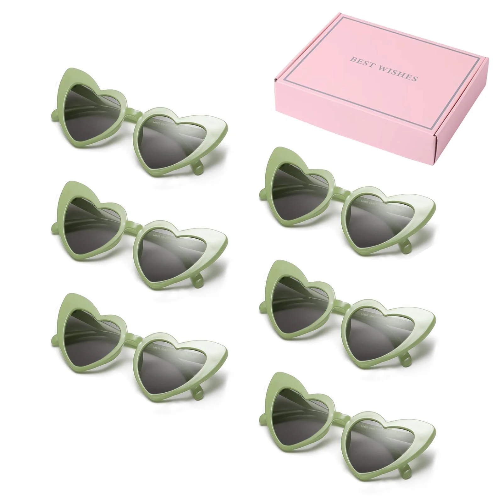 Сонцезахисні окуляри у формі серця OWITER, 6 шт, білі, фото №1