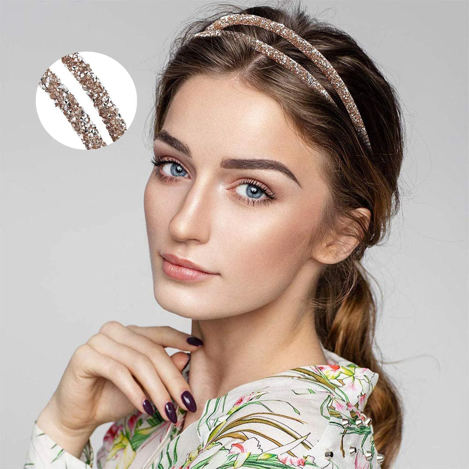 Обруч Блестящий со стразами, 4 шт, фото №5