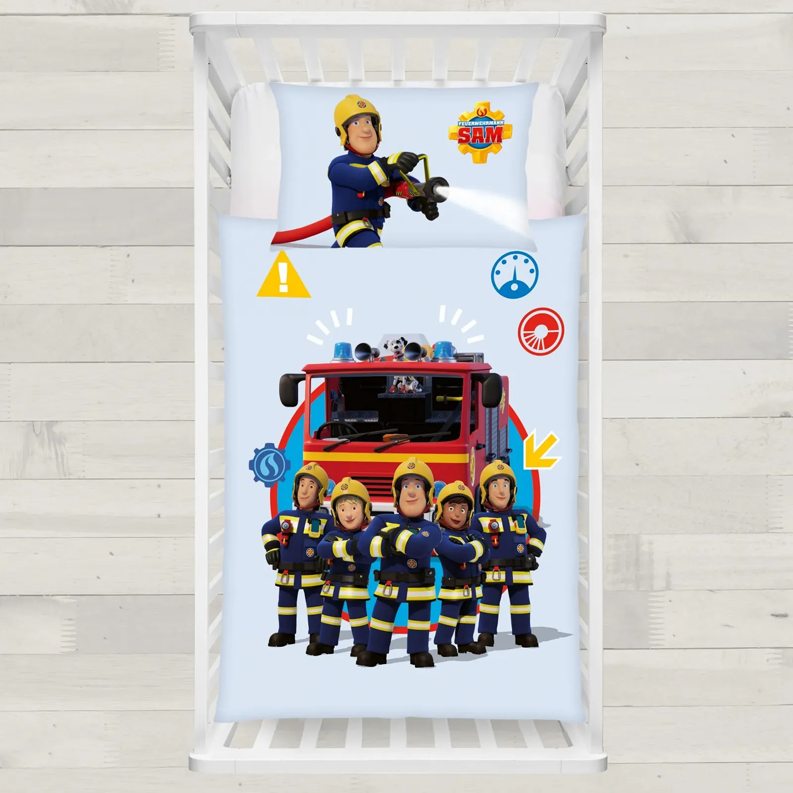 Комплект детского постельного белья Fireman Sam Fire brigade Crew Pontypandy 100 x 135 см + 40 x 60 см, хлопок, на молнии Синий, фото №2