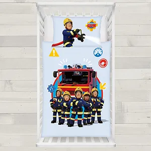 Комплект детского постельного белья Fireman Sam Fire brigade Crew Pontypandy 100 x 135 см + 40 x 60 см, хлопок, на молнии Синий synthetic.ua - Фото 1