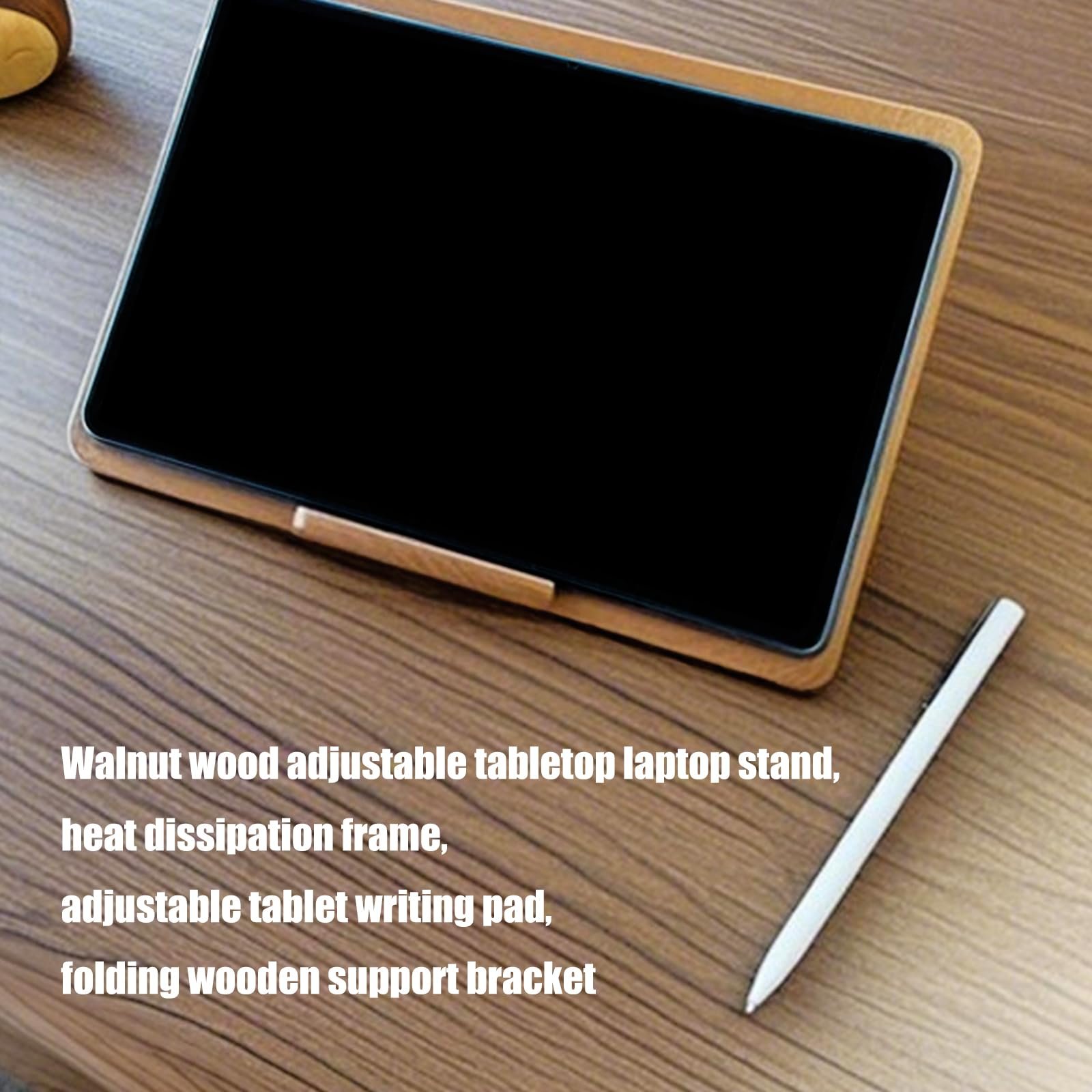 Подставка для ноутбука Регулируемая из дерева орех, складная вентилируемая основа для дома и путешествий, фото №5