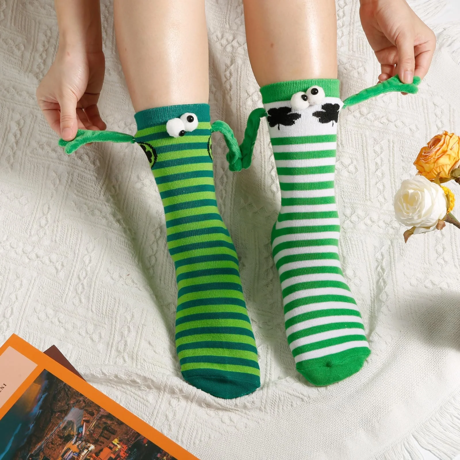 Носки Saint Patricks Day 2 пары, Носки с клевером ко Дню Святого Патрика, Магнитные носки для держания за руки для косплея на День Святого Патрика, Марди Гра, для повседневной носки (в полоску), Зеленый, Черный, Белый, фото №6 Носки Saint Patricks Day 2 пары, Носки с клевером ко Дню Святого Патрика, Магнитные носки для держания за руки для косплея на День Святого Патрика, Марди Гра, для повседневной носки (в полоску), Зеленый, Черный, Белый, фото №6