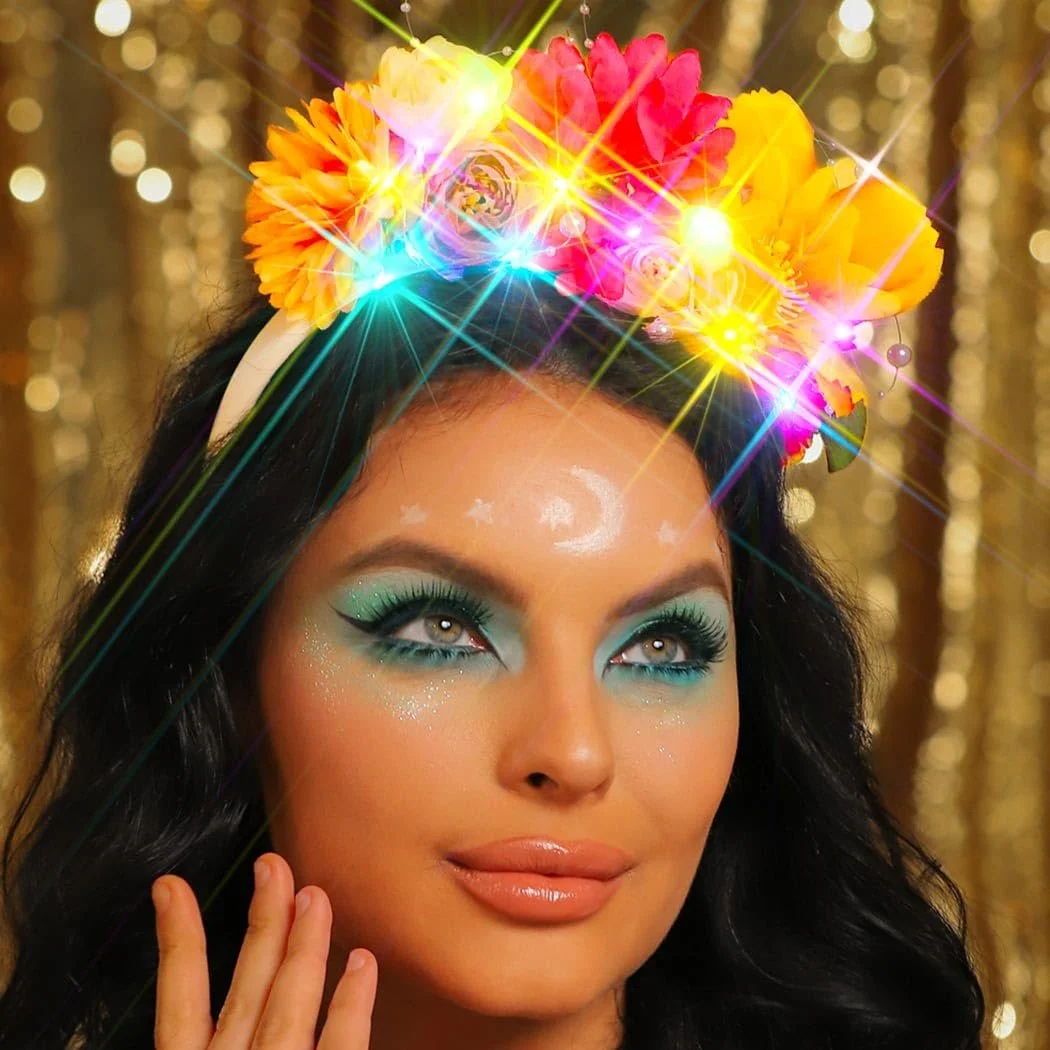 Світлодіодна пов'язка на голову з квітами, фото №1 Світлодіодна пов'язка на голову з квітами, фото №1