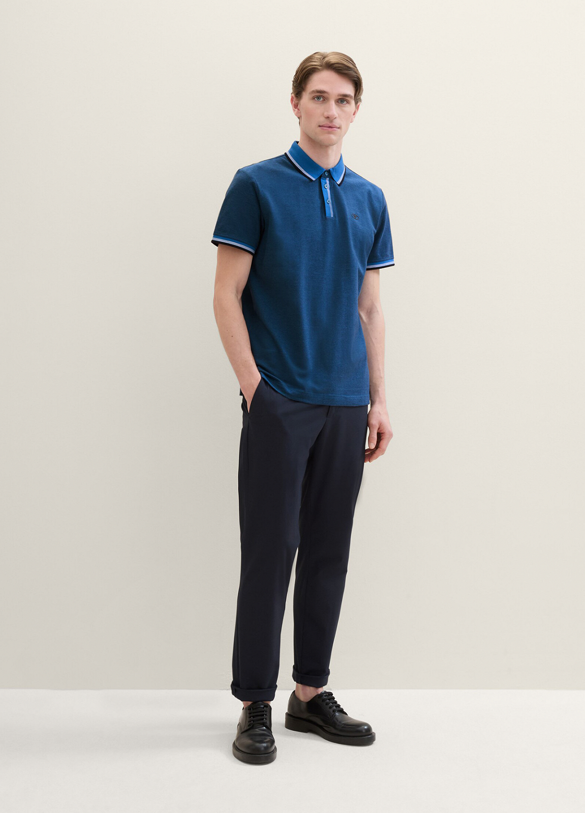 Поло POLO WITH DETAILED COLLAR 1040822ХХ22843 Tom Tailor Синій M, фото №4