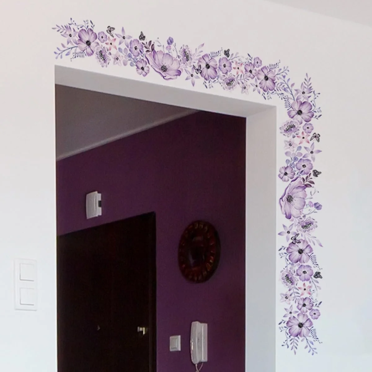 Наклейки на стену Фиолетовые цветы и бабочки 2 шт Фиолетовый, фото №3