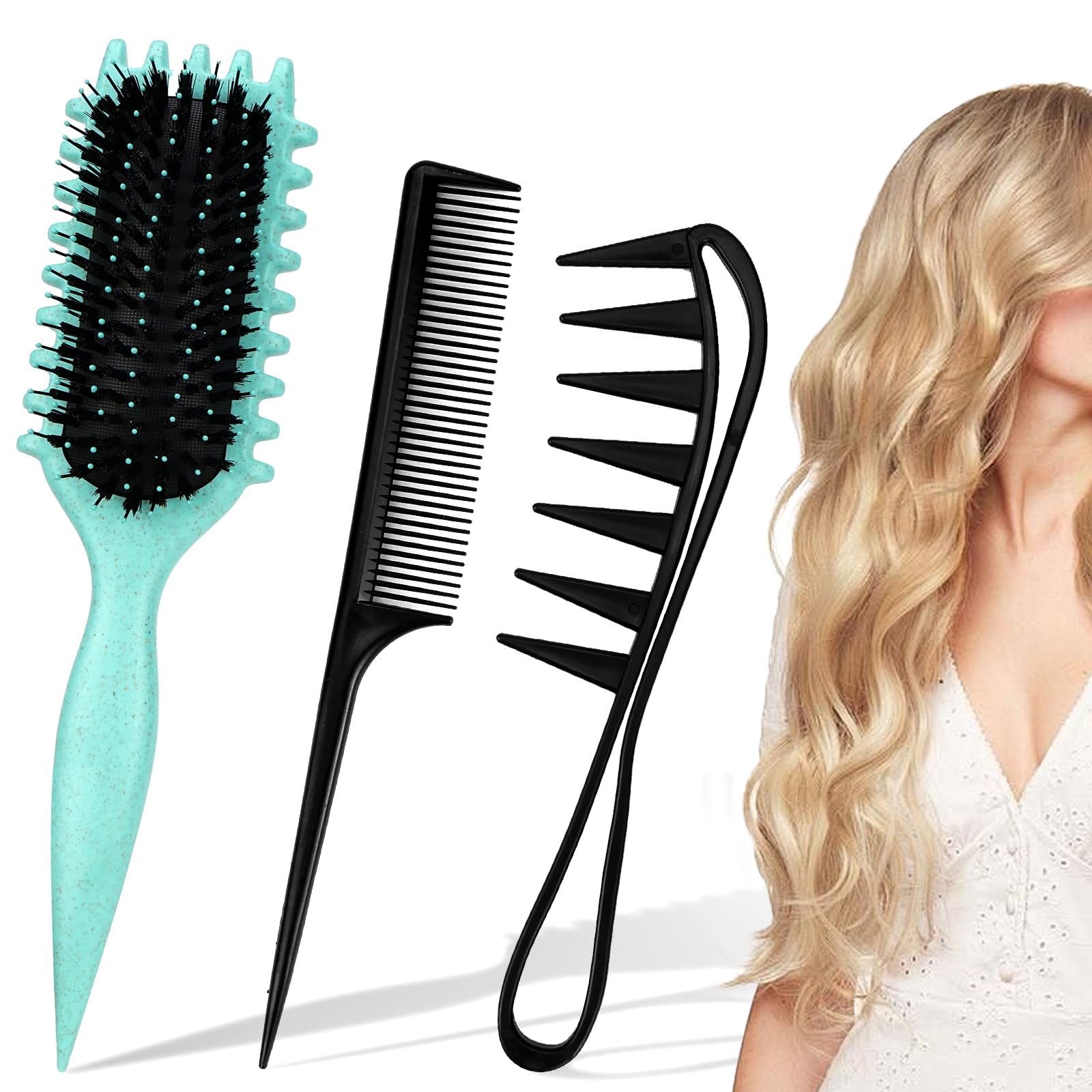 Щітка для волосся Curl Brand Серія Bounce Curly Define Curling Brush Detangler Brush Define Styling Brush для розплутування, надання форми та визначення для жінок і чоловіків, фото №1