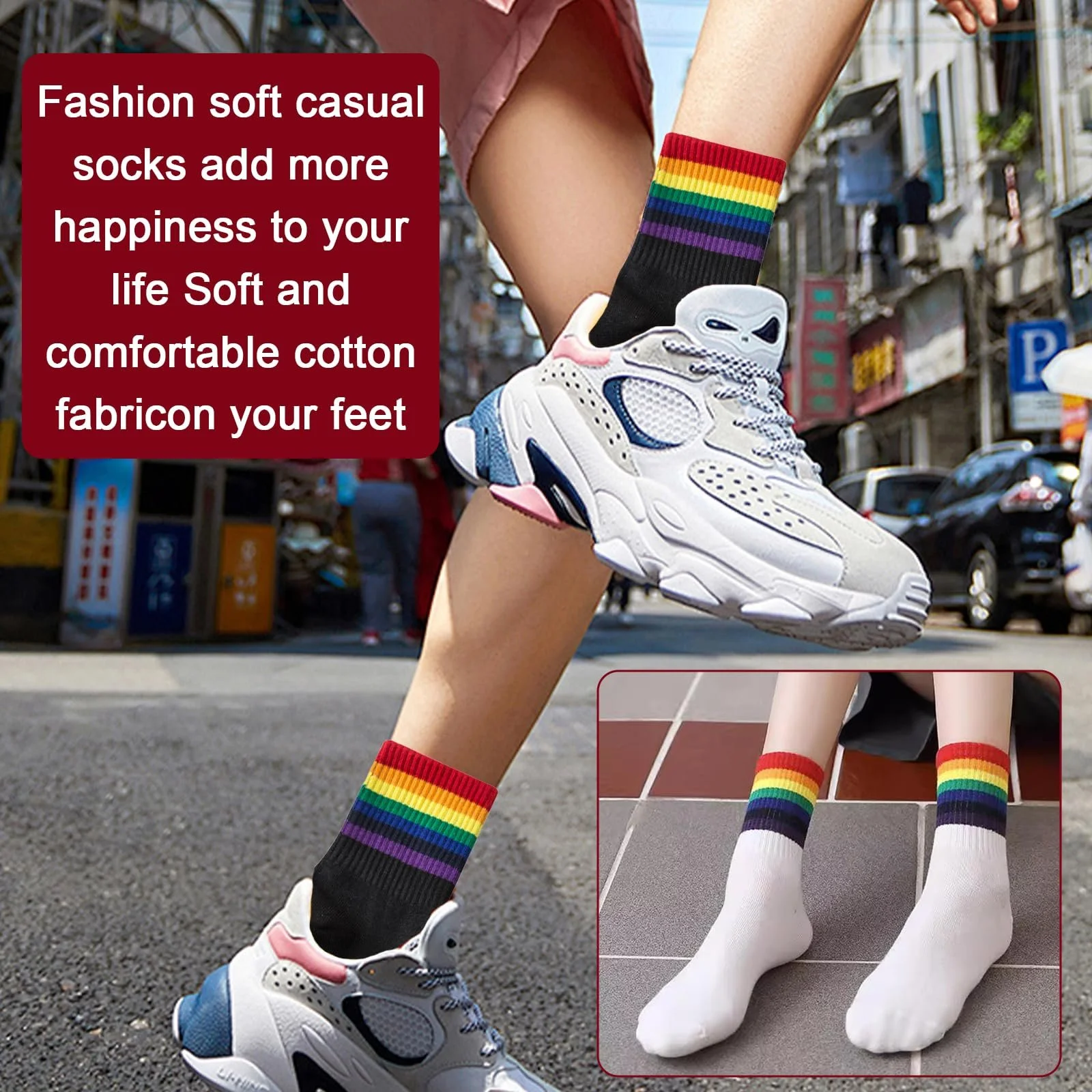 Шкарпетки з райдужним візерунком (4 пари), фото №6 Шкарпетки з райдужним візерунком (4 пари), фото №6