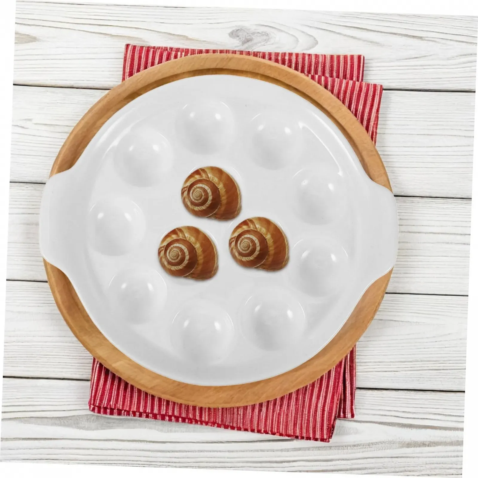 Форма для запекания улиток BESTYASH керамическая с ячейками и ручками, белая, фото №6 Форма для запекания улиток BESTYASH керамическая с ячейками и ручками, белая, фото №6