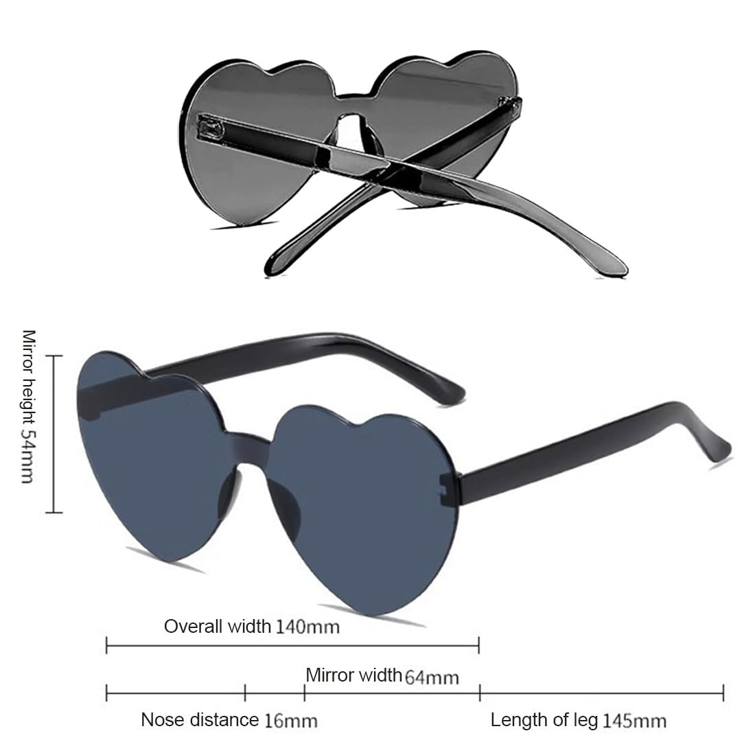 Солнцезащитные очки Без оправы ZKSXOA Форма сердца Бескаркасные, фото №6