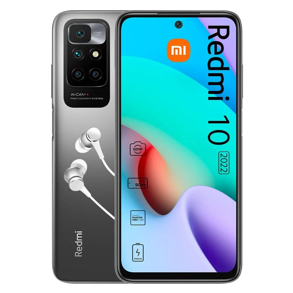 Смартфон Xiaomi Redmi 10 2022 4/64GB 6,5" FHD+ 90Hz 50MP AI Quad Camera Dual SIM Grey (с наушниками), фото №1 Смартфон Xiaomi Redmi 10 2022 4/64GB 6,5" FHD+ 90Hz 50MP AI Quad Camera Dual SIM Grey (с наушниками), фото №1