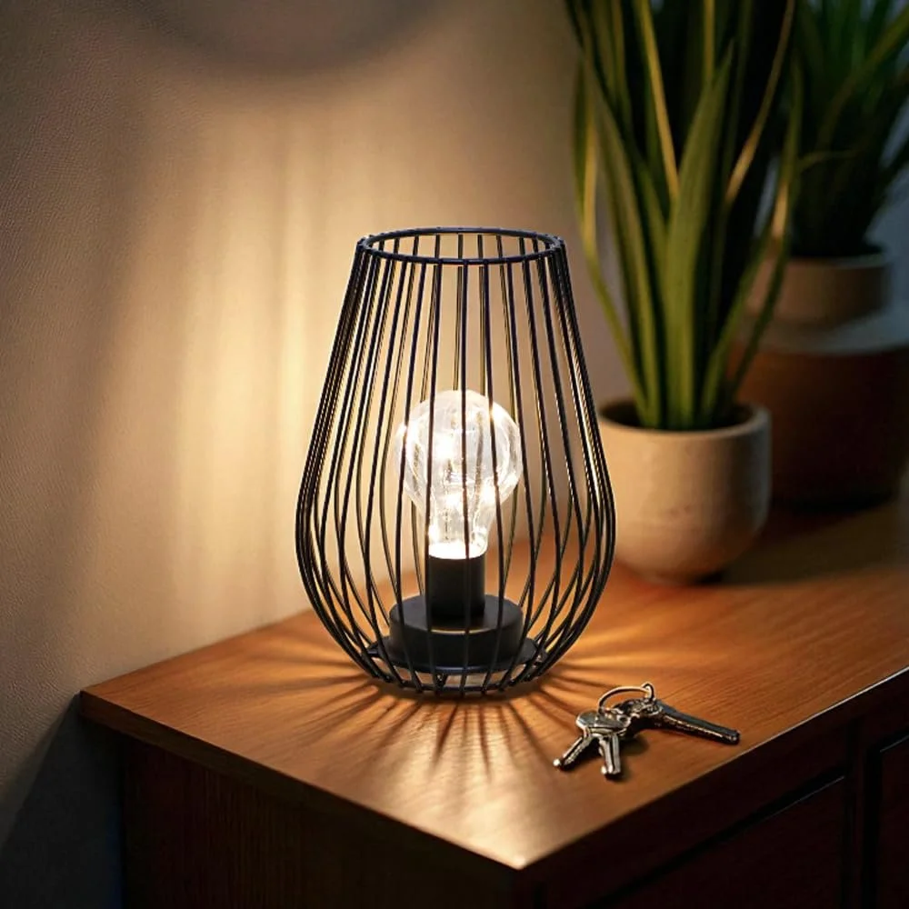 Настільна лампа TRIROCKS Battery Operated Metal Cage 21 cm Чорна, фото №6