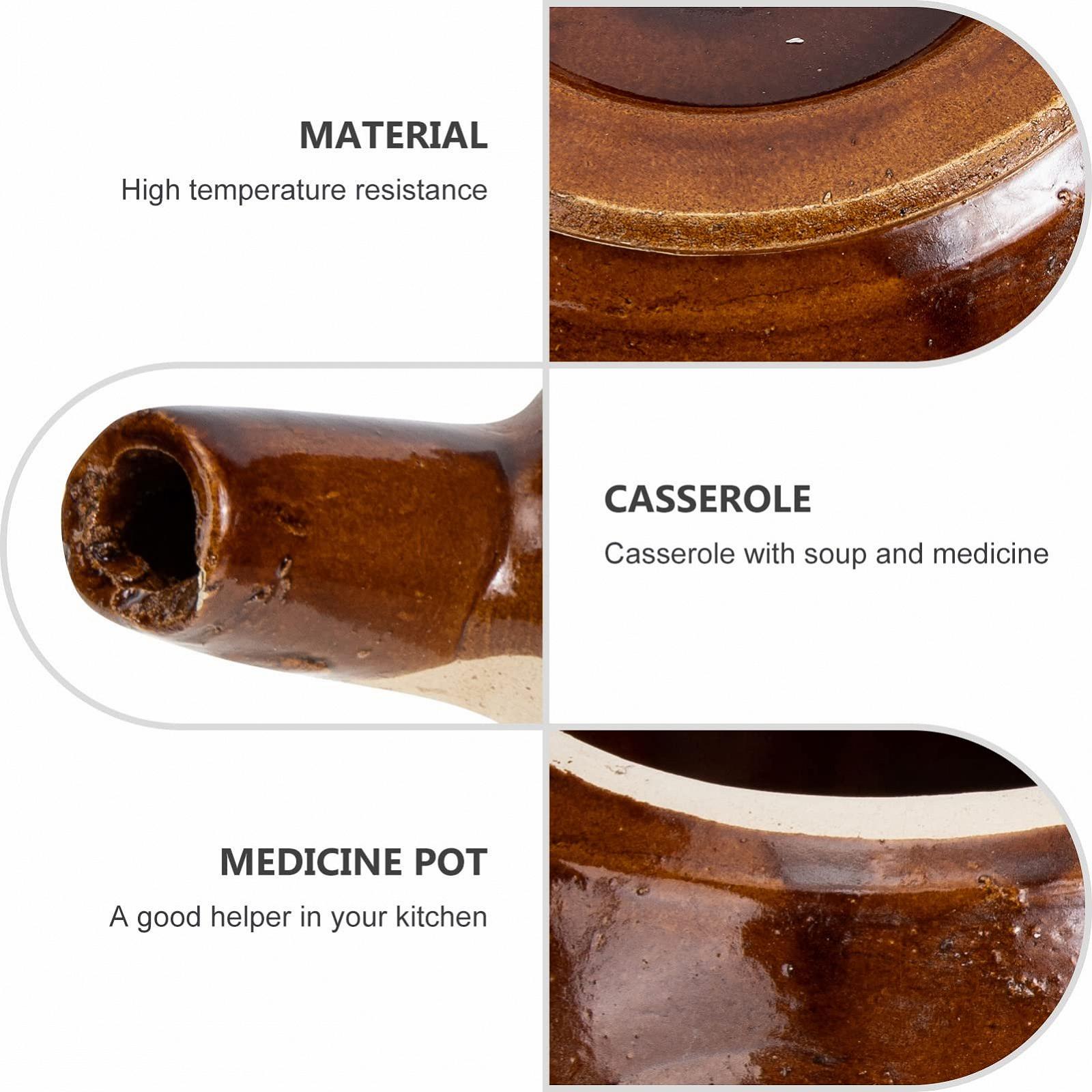 Глиняний горщик Sosoport для приготування китайської медицини для газових плит безшовний з ручкою, фото №9