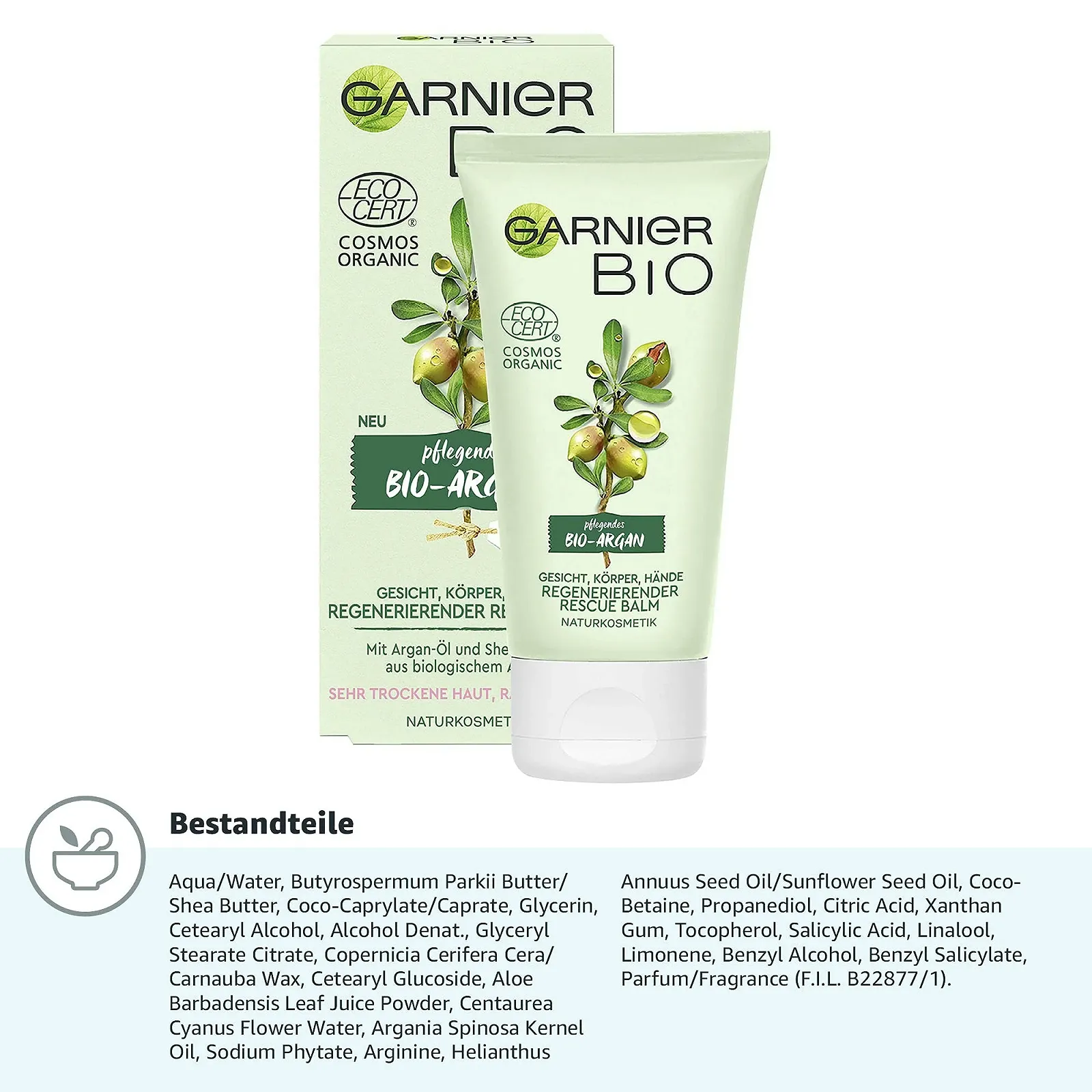 Бальзам Garnier Organic Regenerating Argan Rescue, натуральная косметика, крем для ухода за руками с аргановым маслом и маслом ши, 50 мл, фото №5