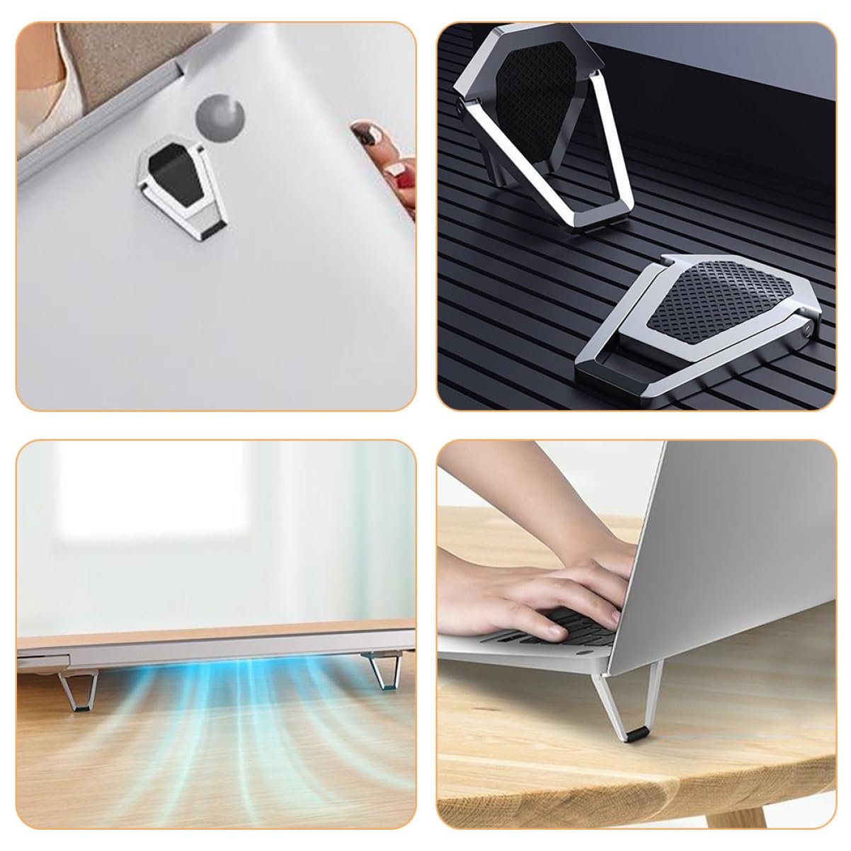 Подставка для компьютера складная, портативная, держатель для ноутбука, подставка для клавиатуры, компактный подъемник для ноутбука, охлаждающая подставка для планшета и небольших устройств, 4 шт, фото №8