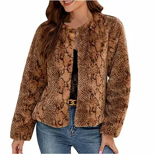 Жіноча куртка зі штучного хутра, плюшева - Фото 1