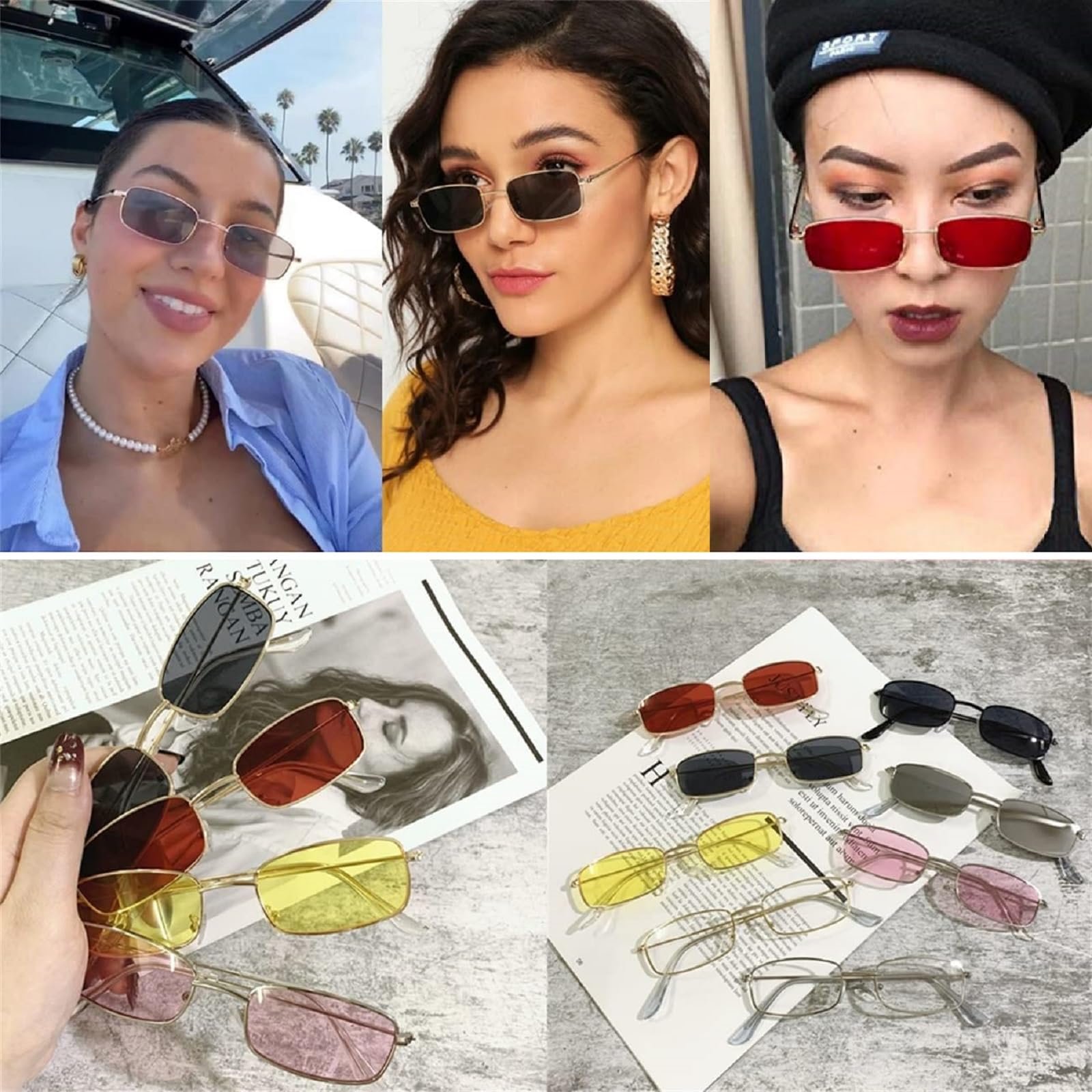 Сонцезахисні окуляри Retro Adewu Прямокутні Vintage Овальні для чоловіків та жінок, фото №5