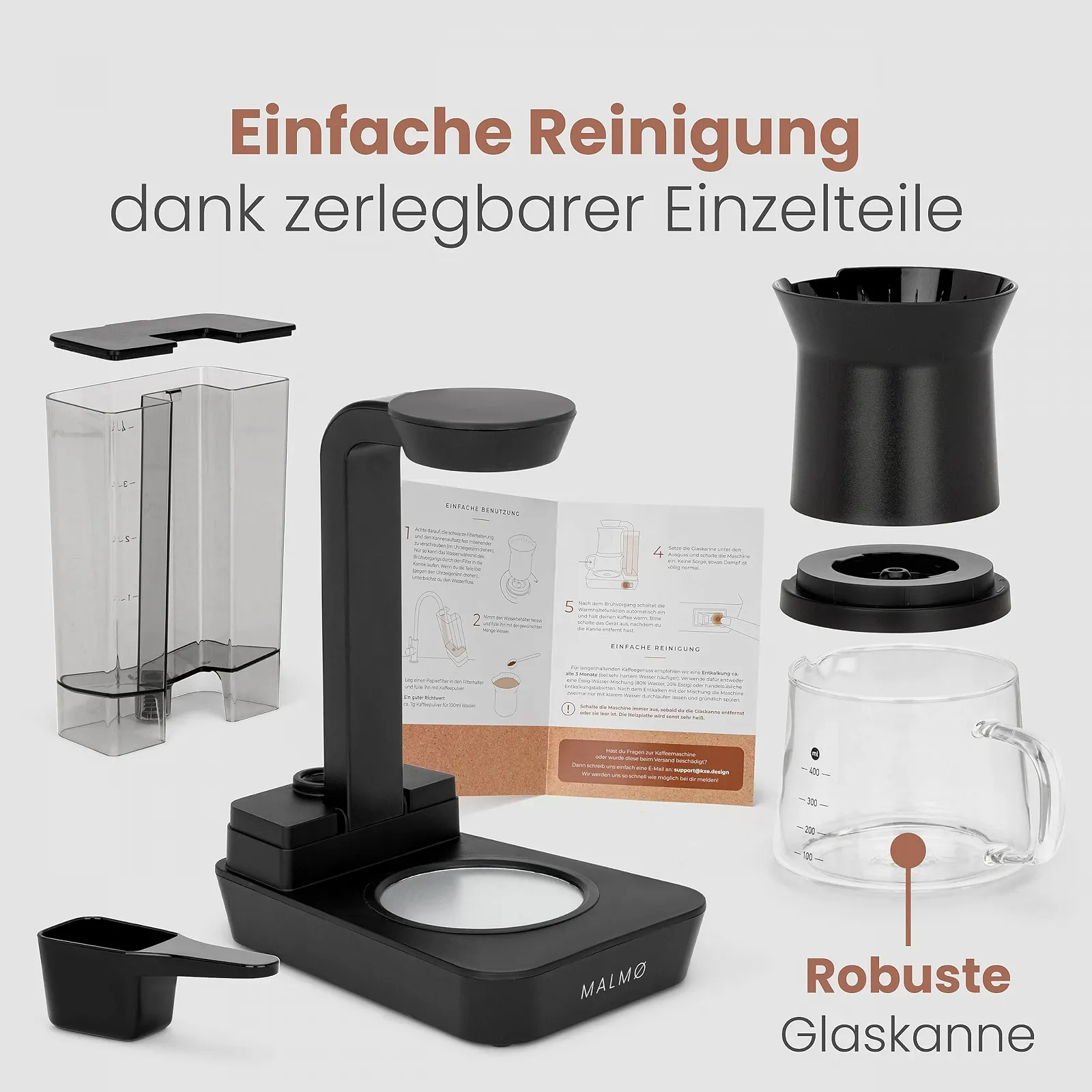 Кофеварка капельная MALMØ 400 мл 1-4 чашки с подогревом, фото №6