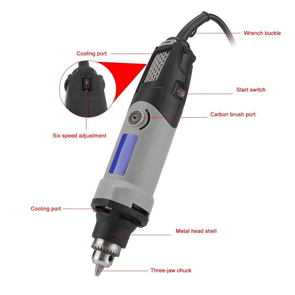 Штанговая Шлифмашина, Мини Штанговая Шлифмашина, 400W Электрическая Шлифмашина 6 Позиции с Переменной Скоростью 220В ЕС Вилка, фото №7