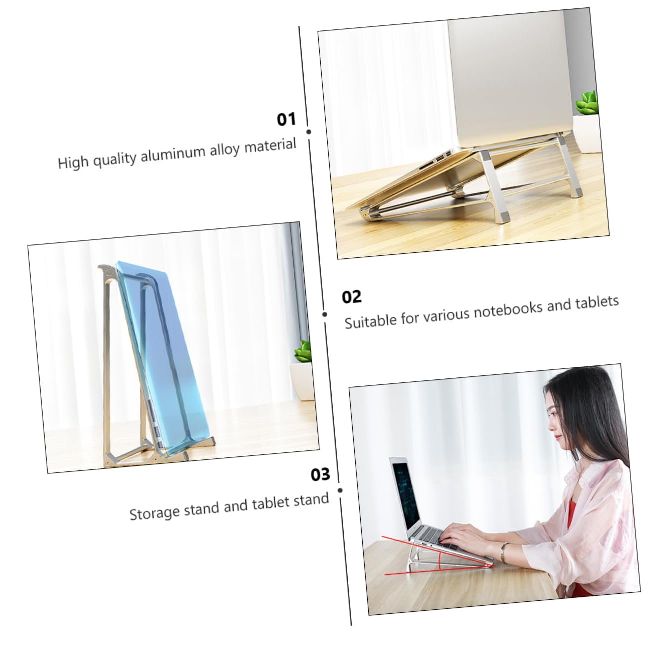 Подставка для ноутбука NUOBESTY Алюминиевый сплав Серебристый, фото №5