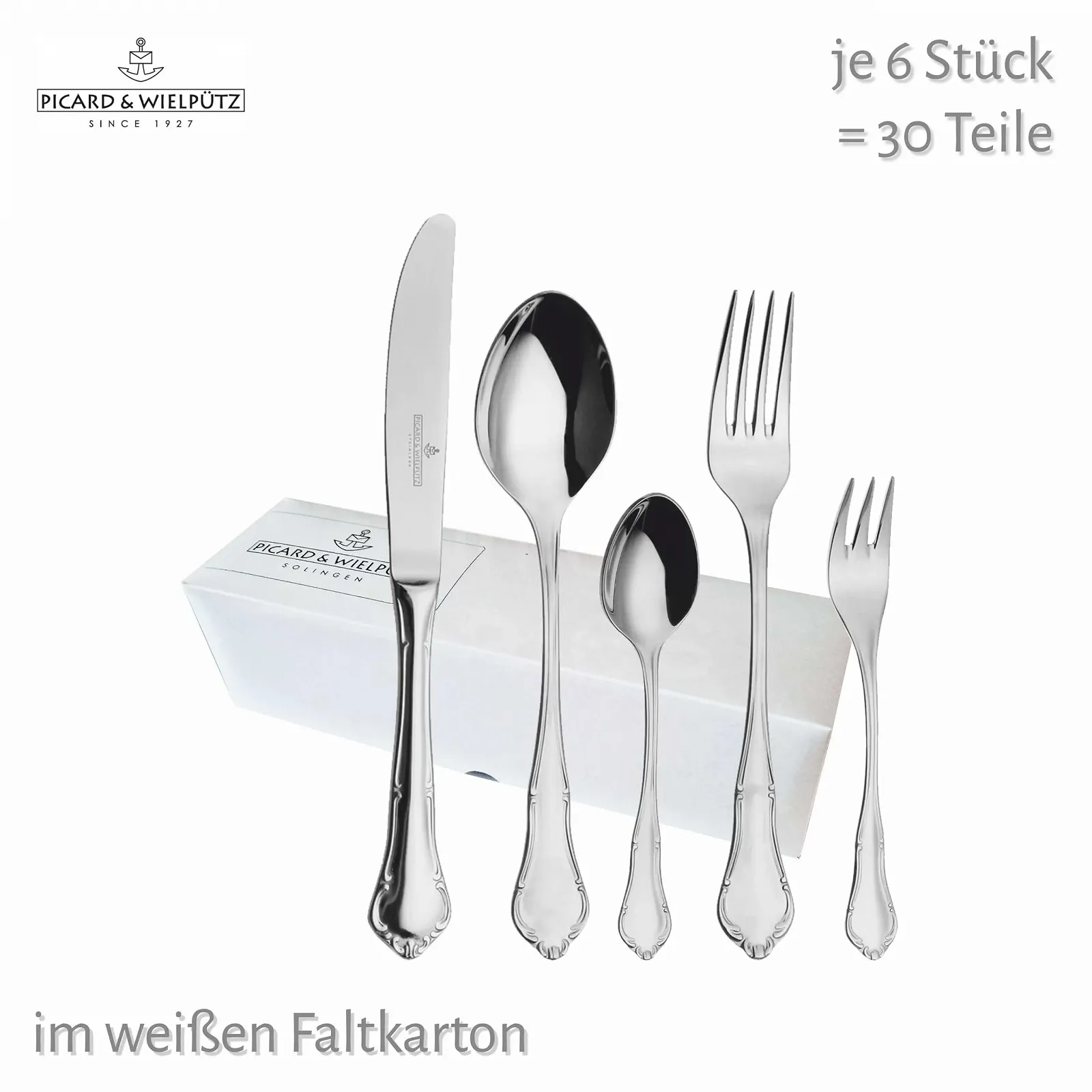 Набір столових приборів Picard & Wielputz Palazzo 30 предметів, суцільна ручка, нержавіюча сталь, фото №2