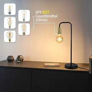 Настільна лампа Vintage Industrial E27 Чорний Золотий synthetic.ua - Фото 1