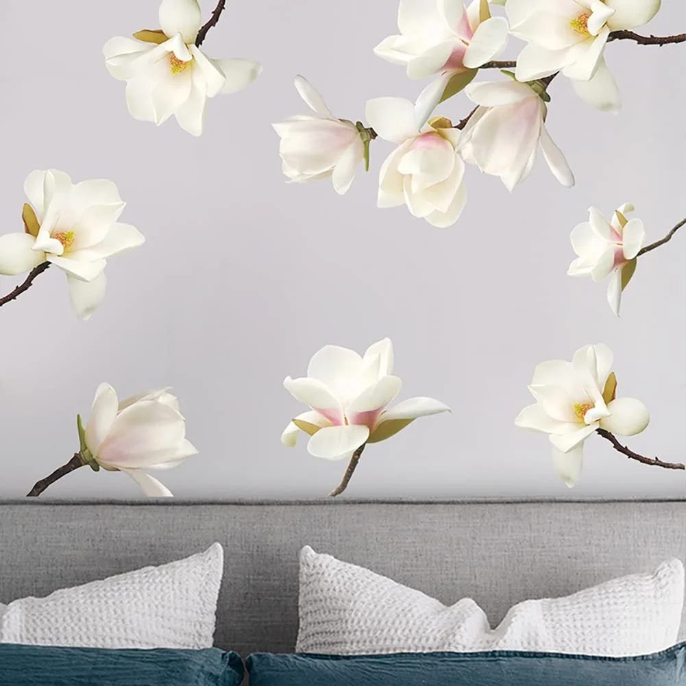 Наклейка на стіну Runtoo Flowers Magnolia 3D біла, фото №2