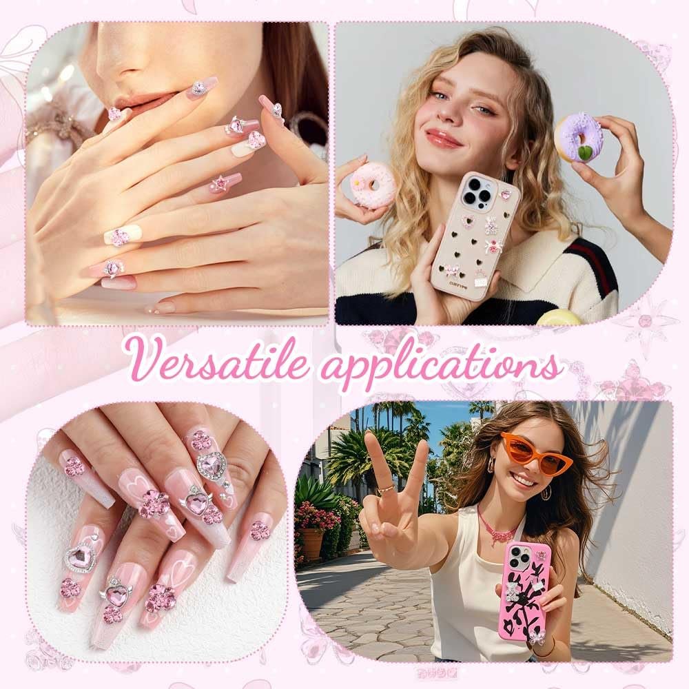 Y2K, набір 32 шт. 3D декор для гелевого манікюру з сердечками з стразами, бантиками, метеликами, ведмедиками, фото №5 Y2K, набір 32 шт. 3D декор для гелевого манікюру з сердечками з стразами, бантиками, метеликами, ведмедиками, фото №5