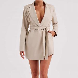 Тренч Yoisdtxc Жіночий Повсякденний однотонний Довгий рукав synthetic.ua - Фото 1