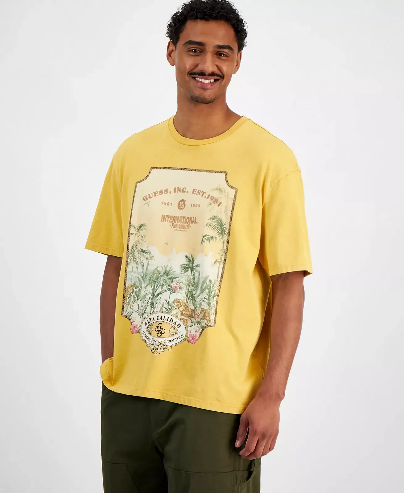 Мужская футболка Guess - Eco Paraiso Postcard Tee - Жовтий - L, фото №2