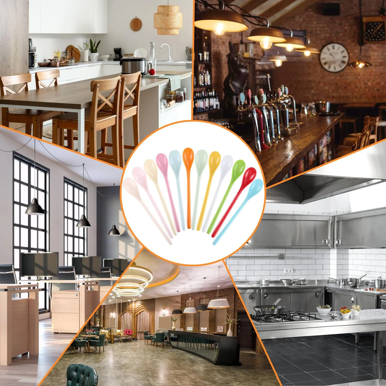 Ложки, набір 12 штук, довгі, різнокольорові, фото №7