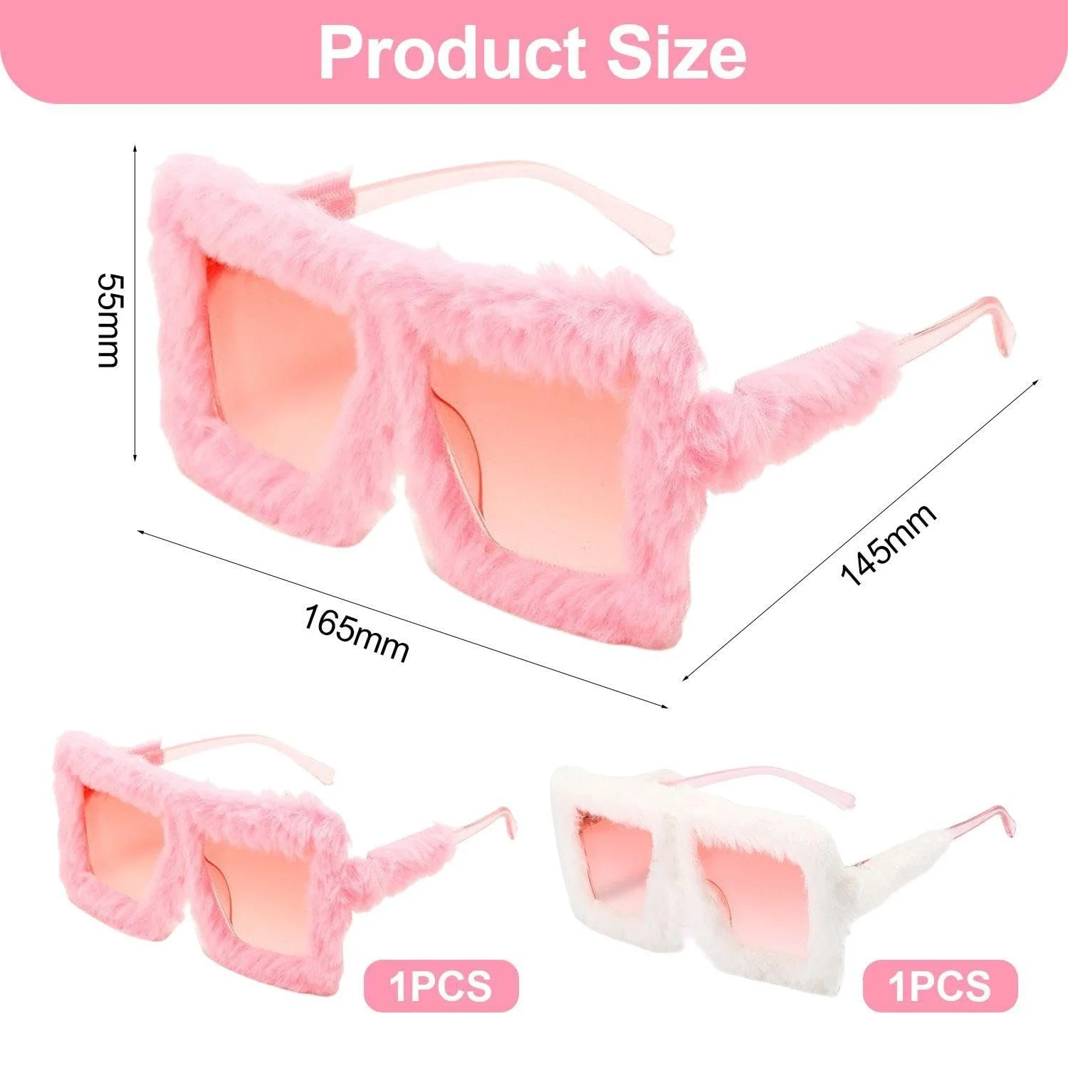 Сонцезахисні Окуляри Плюшеві SLEEKEE 2 Рожевий, Розмір: одна штука, фото №2