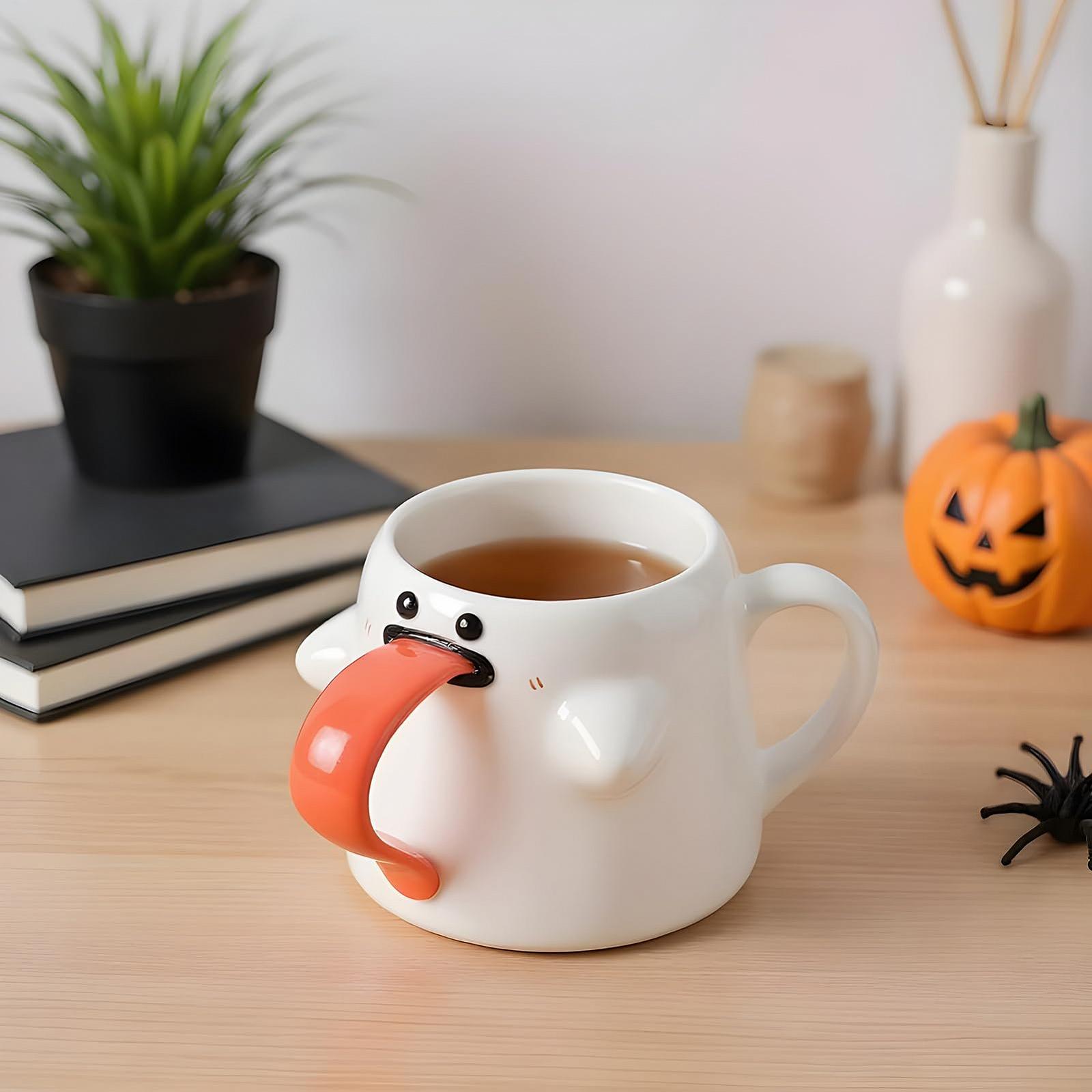 Кружка Halloween Для детей Милая кружка с крышкой 450 мл Керамическая кружка в форме привидения с крышкой, фото №3