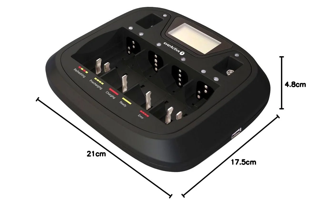 Зарядний пристрій Типу AA/AAA/R14/R20/9V Everactive NC-800 на 8 незалежних слотів, фото №6 Зарядний пристрій Типу AA/AAA/R14/R20/9V Everactive NC-800 на 8 незалежних слотів, фото №6