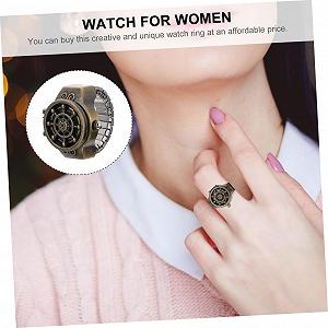 Винтажные часы на палец Beaupretty, 2 шт. Стильные часы на палец с открытой крышкой для модных акцентов и украшений для женщин и мужчин, уникальное ювелирное изделие synthetic.ua - Фото 1