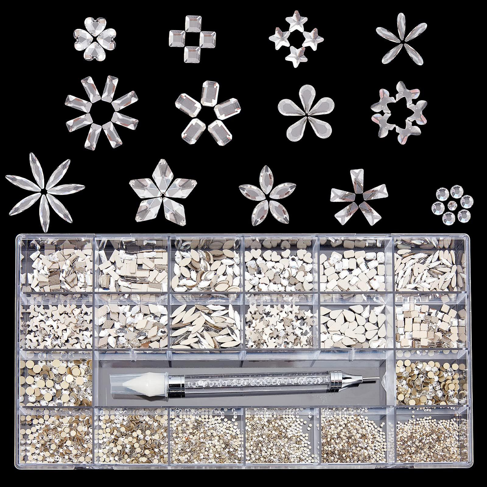 Стрази Плоскі NICENEEDED 20 Стилів з Коробкою для Зберігання Діамантів Набір, 3100 штук Різного Розміру, фото №2
