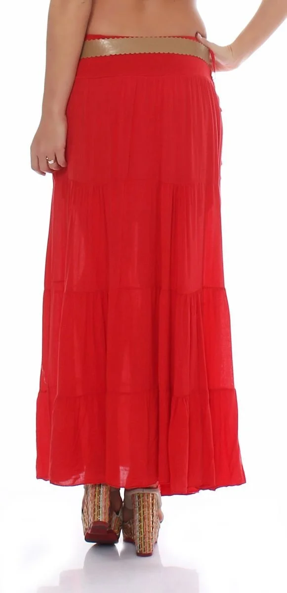 Спідниця максі Malito з бавовни з елегантним в'язаним візерунком і поясом зі штучної шкіри, фото №3