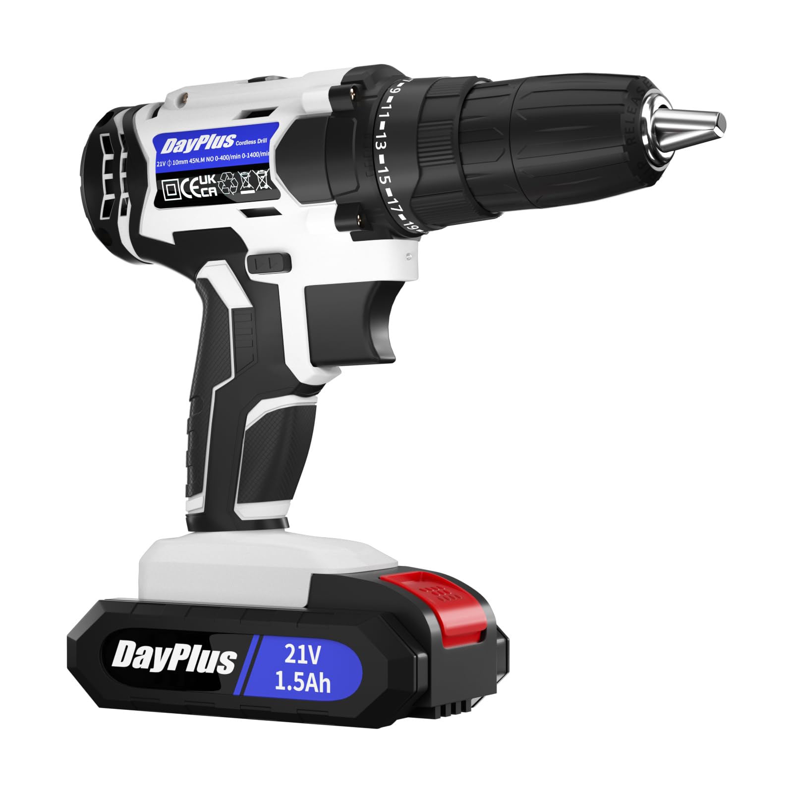 Шуруповерт Li-Ion Akku-Bohrschrauber 21V 2 акумулятора 1500mAh 2 швидкості Білий, фото №4