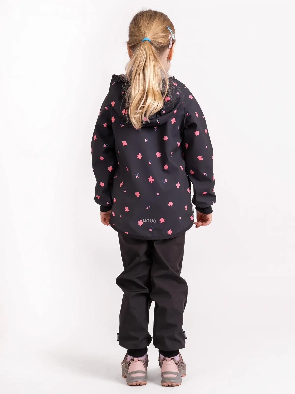 Детская куртка софтшелл Unuo Basic Fleece Цветы черный, фото №4