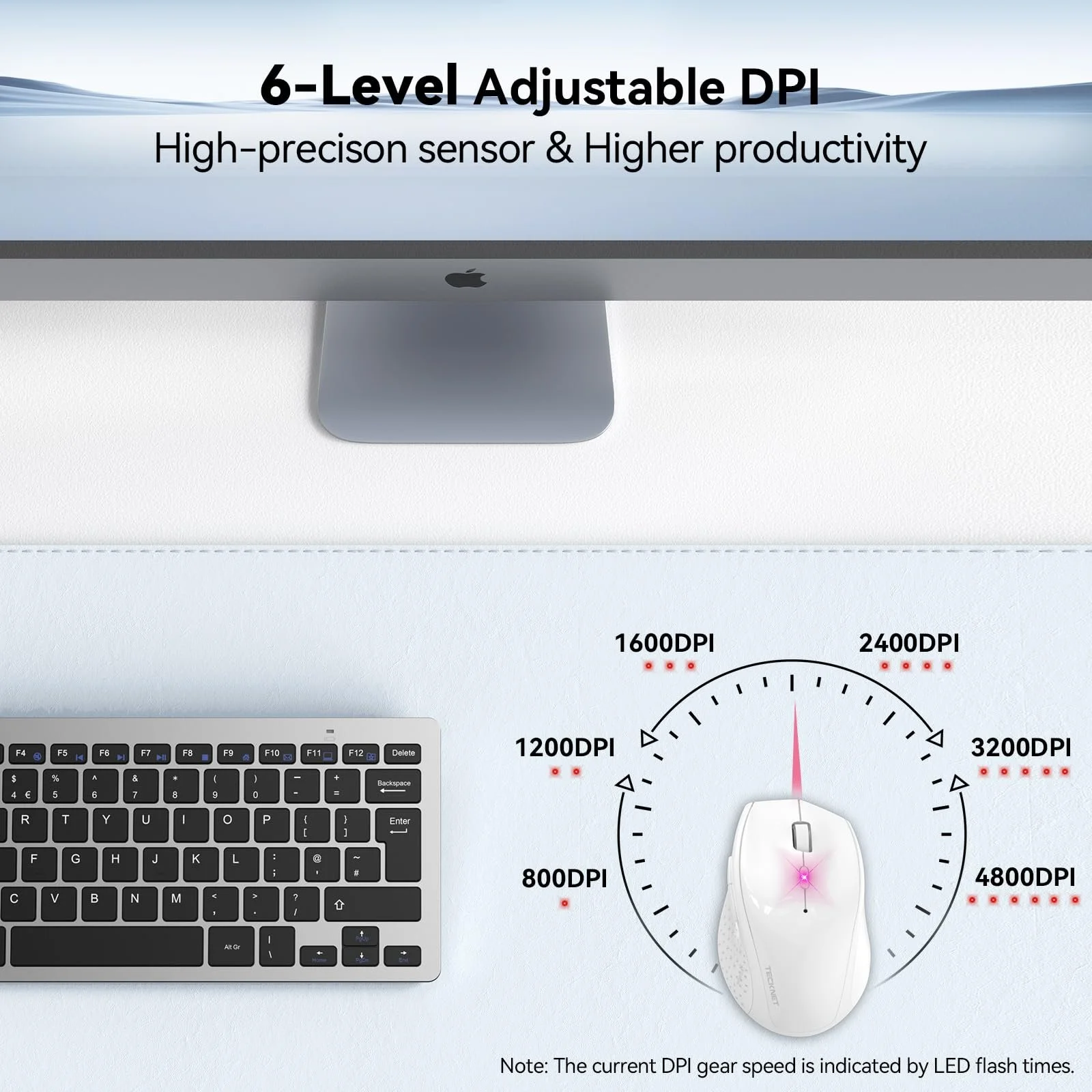 Мышь TECKNET Беспроводная 4800 DPI Оптическая для бизнеса с 6 регулируемыми DPI и нано-приемником для ПК, ноутбука, Windows, MacBook, Linux, офиса и дома, фото №2 Мышь TECKNET Беспроводная 4800 DPI Оптическая для бизнеса с 6 регулируемыми DPI и нано-приемником для ПК, ноутбука, Windows, MacBook, Linux, офиса и дома, фото №2
