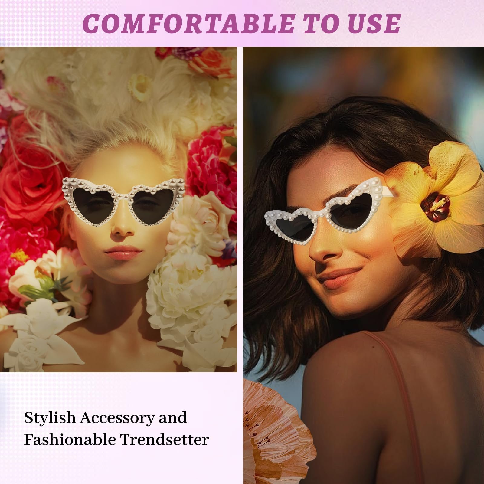 Солнцезащитные очки GOWTX Ретро Сердце Жемчуг, фото №6