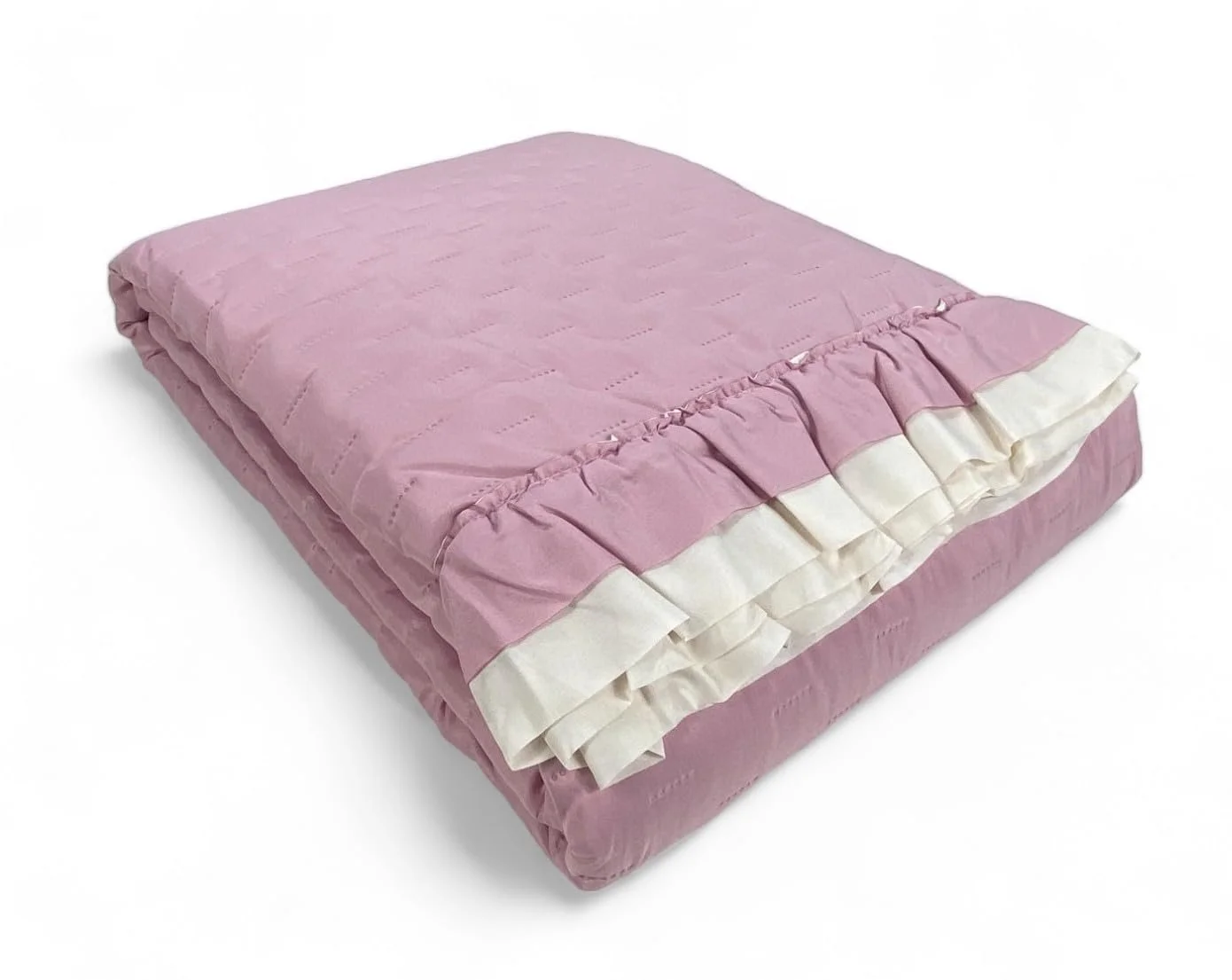 Покривало стьобане Tex family Однотонний з оборкою - Двоспальне - Рожевий/Кремовий, фото №4 Покривало стьобане Tex family Однотонний з оборкою - Двоспальне - Рожевий/Кремовий, фото №4