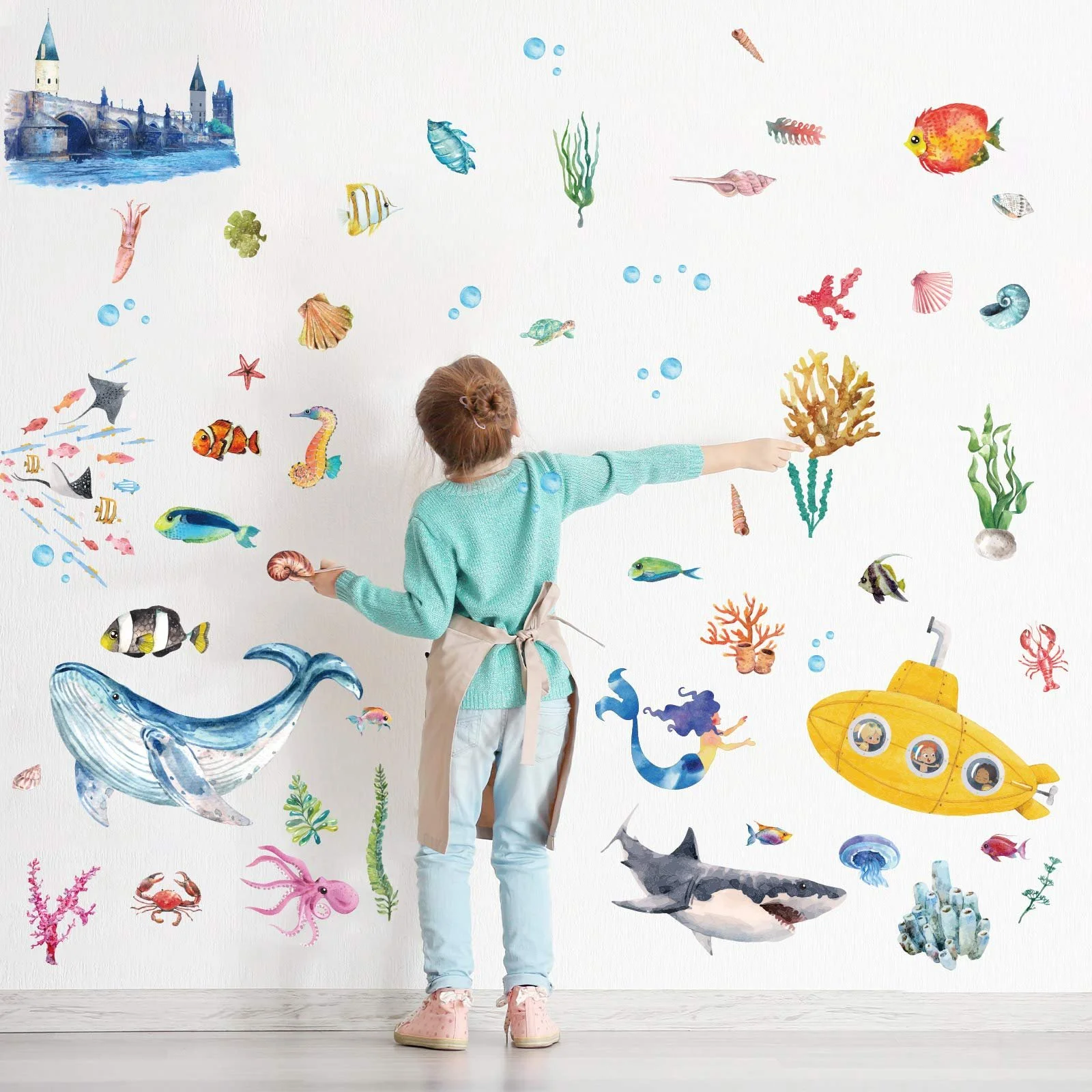 Наклейки на стену Outus Sea World Creature Люминесцентные 63 шт, фото №5