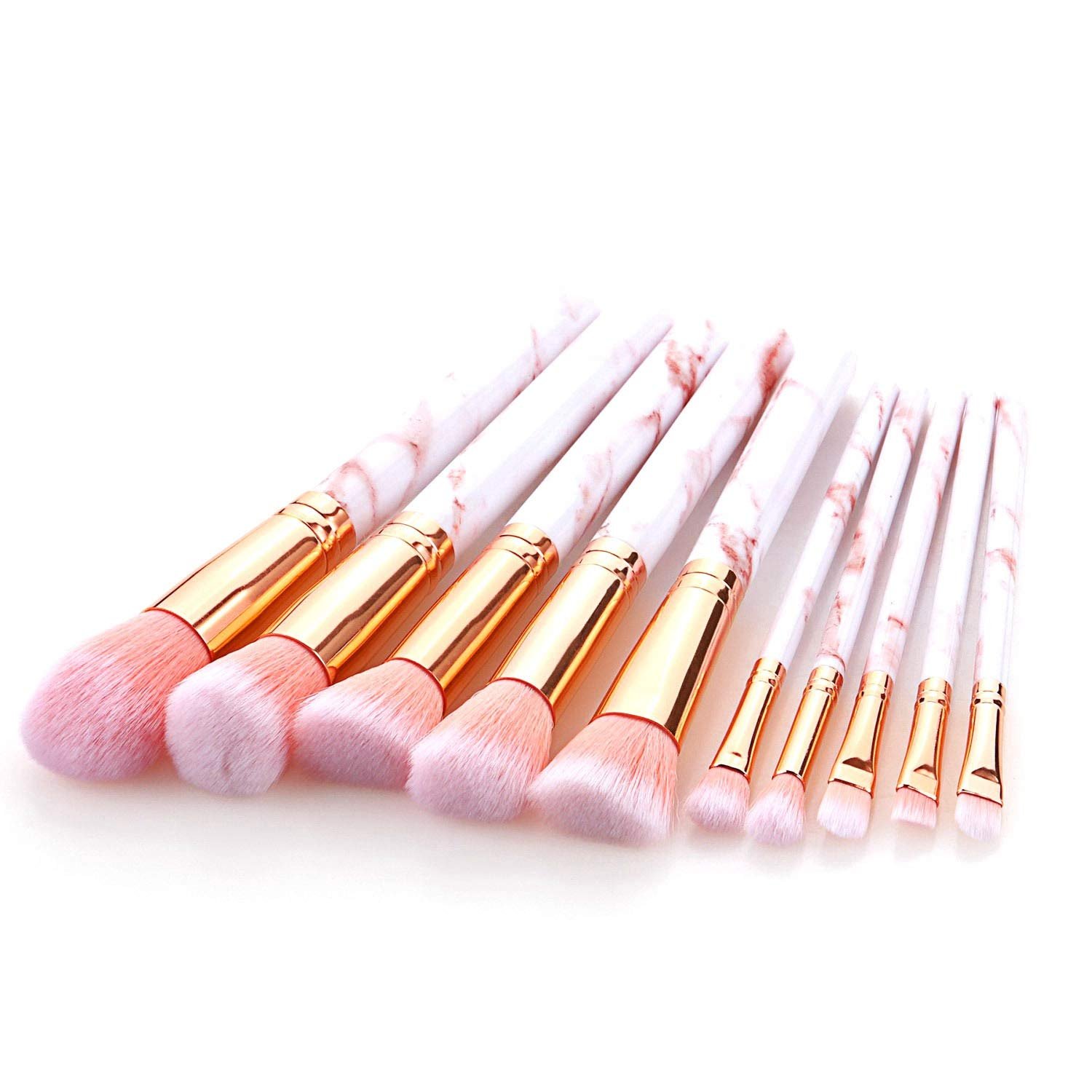 Набор кистей для макияжа Yilin 10 Professionelle Foundation Lidschatten Lip Liner Rouge Marmor Gesicht, фото №5