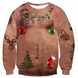 Женский Свитшот 3D Digital Print Круглый вырез Рождественский Джемпер Strange Print Пуловер Одежда для пары Женский Свитер - Фото 1