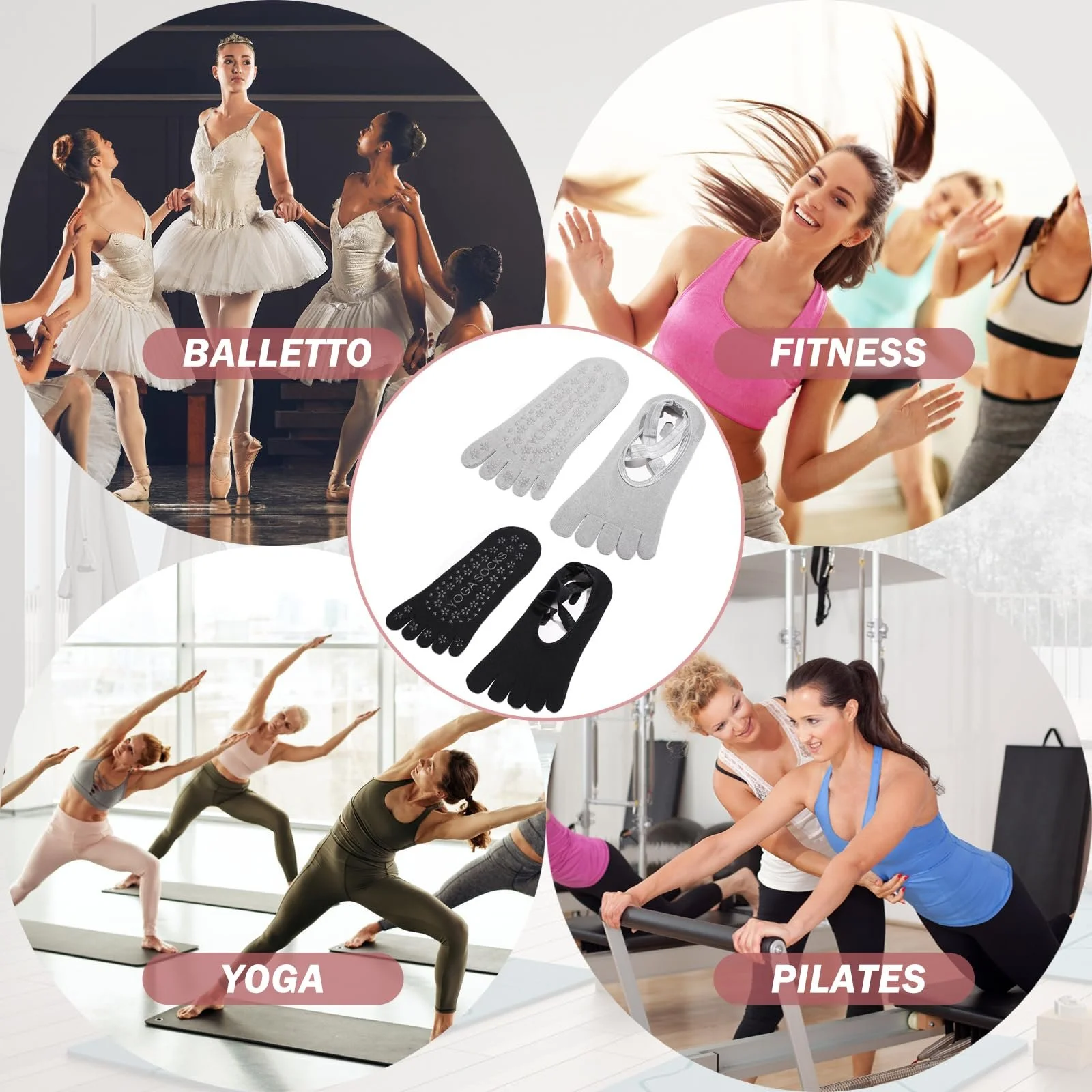 Шкарпетки для йоги жіночі 39-42, шкарпетки для пілатесу з нековзною підошвою 39-42, фото №7