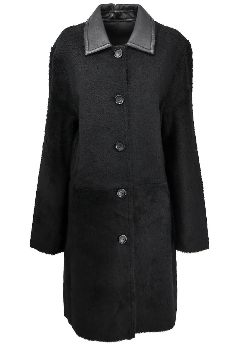 Кожаное пальто Hollert Kiana Lambskin Merino Reversible Женское Черный, фото №1 Кожаное пальто Hollert Kiana Lambskin Merino Reversible Женское Черный, фото №1