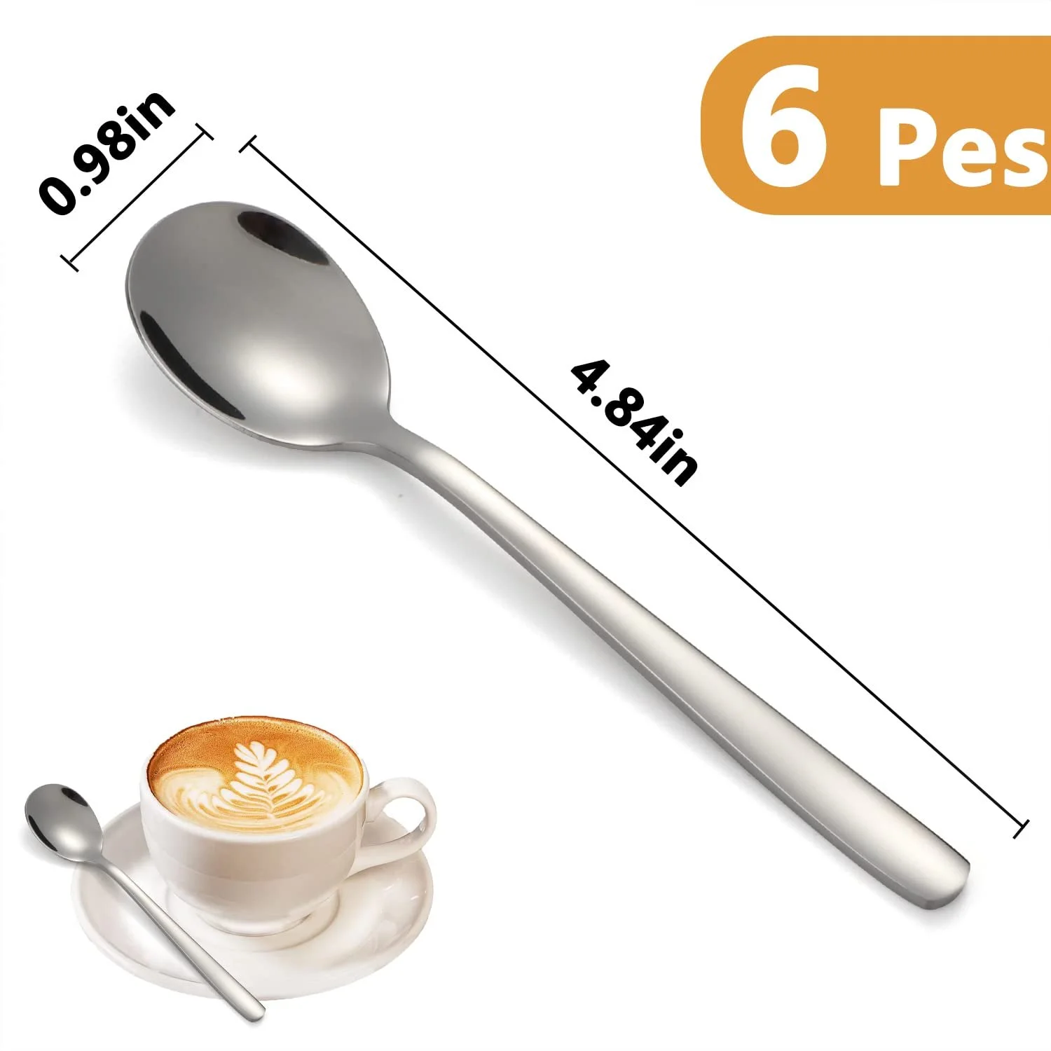 Ложка Десертна Набір з 6 маленьких ложок для еспресо, морозива, фото №2