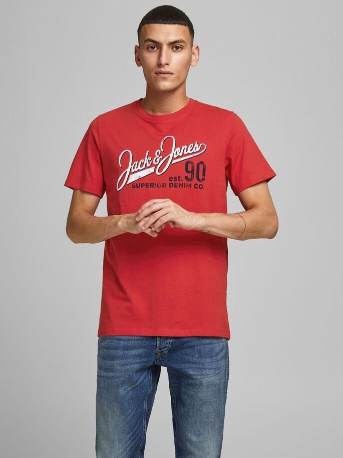 Футболка JJELOGO TEE SS O-NECK 2 COL SS21 NOOS 12180867 True Red Jack&Jones Червоний S, фото №1