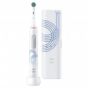 Електрична зубна щітка Oral-B Pro Series 3 1 змінна насадка 3 режими чищення 360° датчик тиску дорожній футляр Special Edition Дизайн Braun Біла synthetic.ua - Фото 1