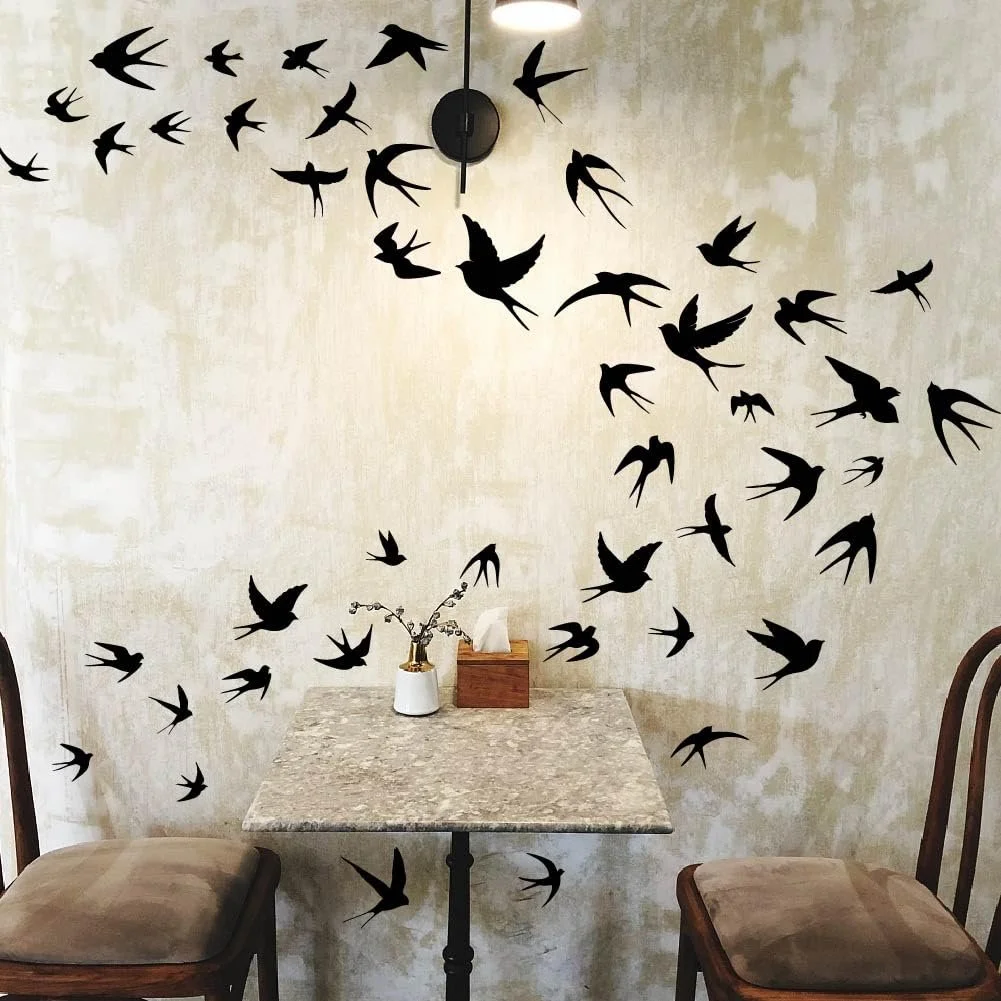 Наклейка на стіну SUPERDANT Ластівки що летять Вінілова Чорна 3 штуки, фото №1